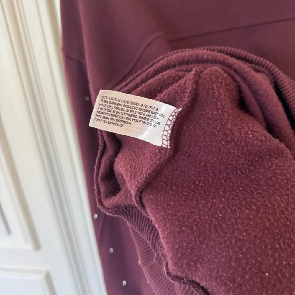 Like NEW Burgundy Sweater with rhinestones - Picture 6 of 6